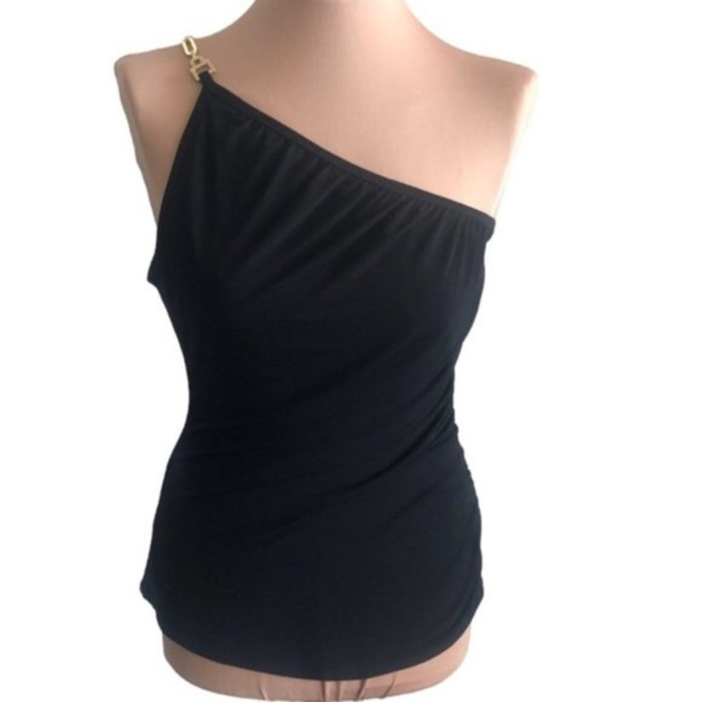 Bisou Bisou One Shoulder Top Black Island Hooper Medium